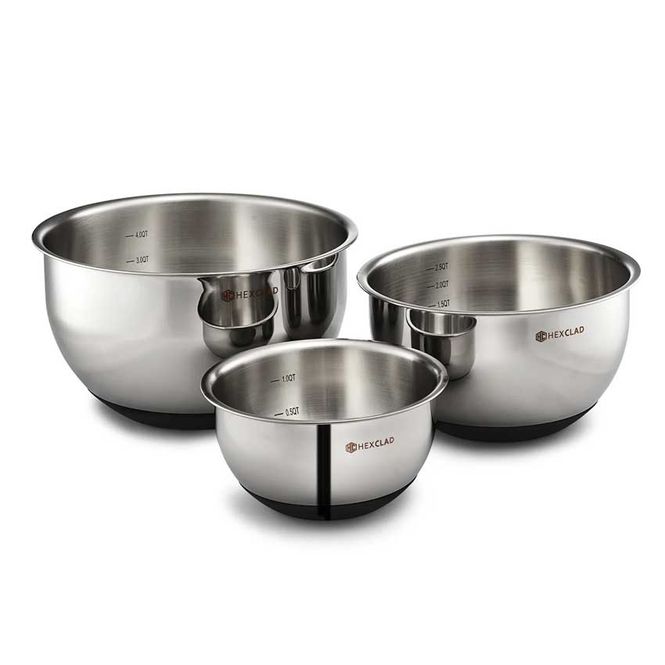 Hovedbilde HEXCLAD Mikseboller i rustfritt stål, sett med 3 ...